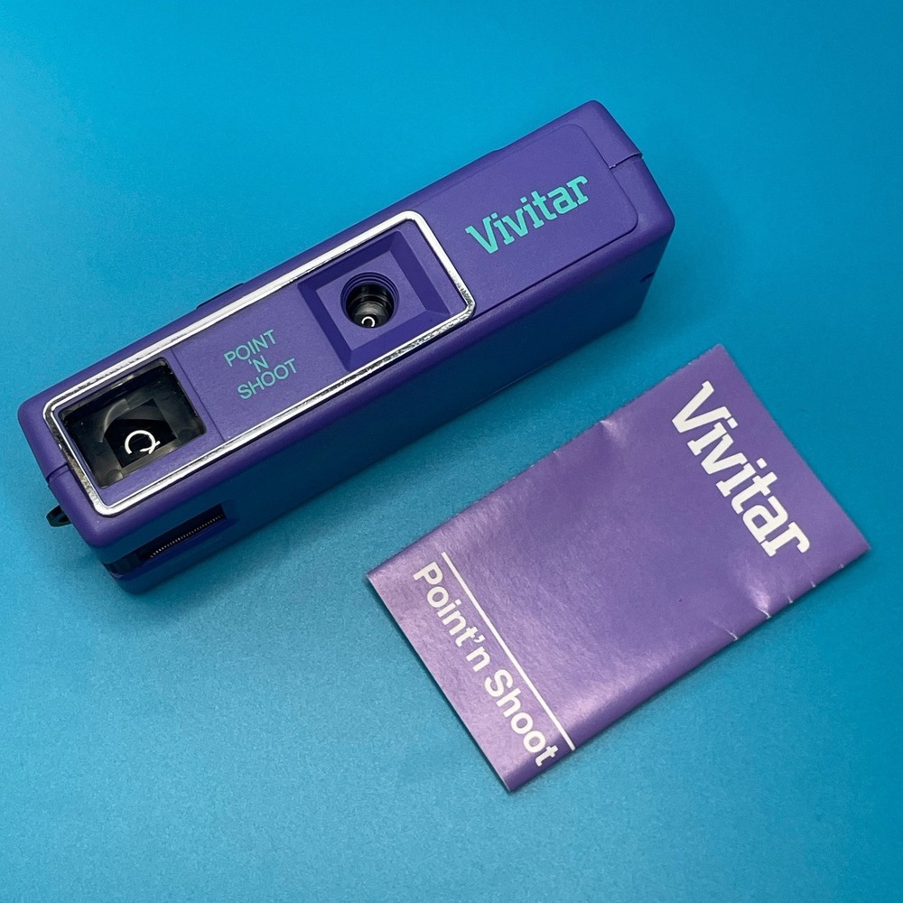 Vivitar Point N Shoot Camera 35mm Film Purple Teal Vintage Retro Lo-Fi Y2K
